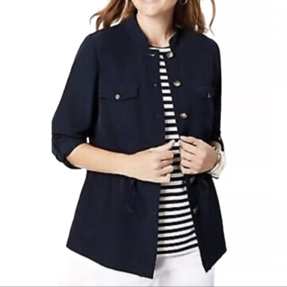 J. Jill Wearever Collection Navy Safari Jacket / Shacket | Women’s L |